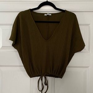 Zara Green Tie-Cropped Shirt size small